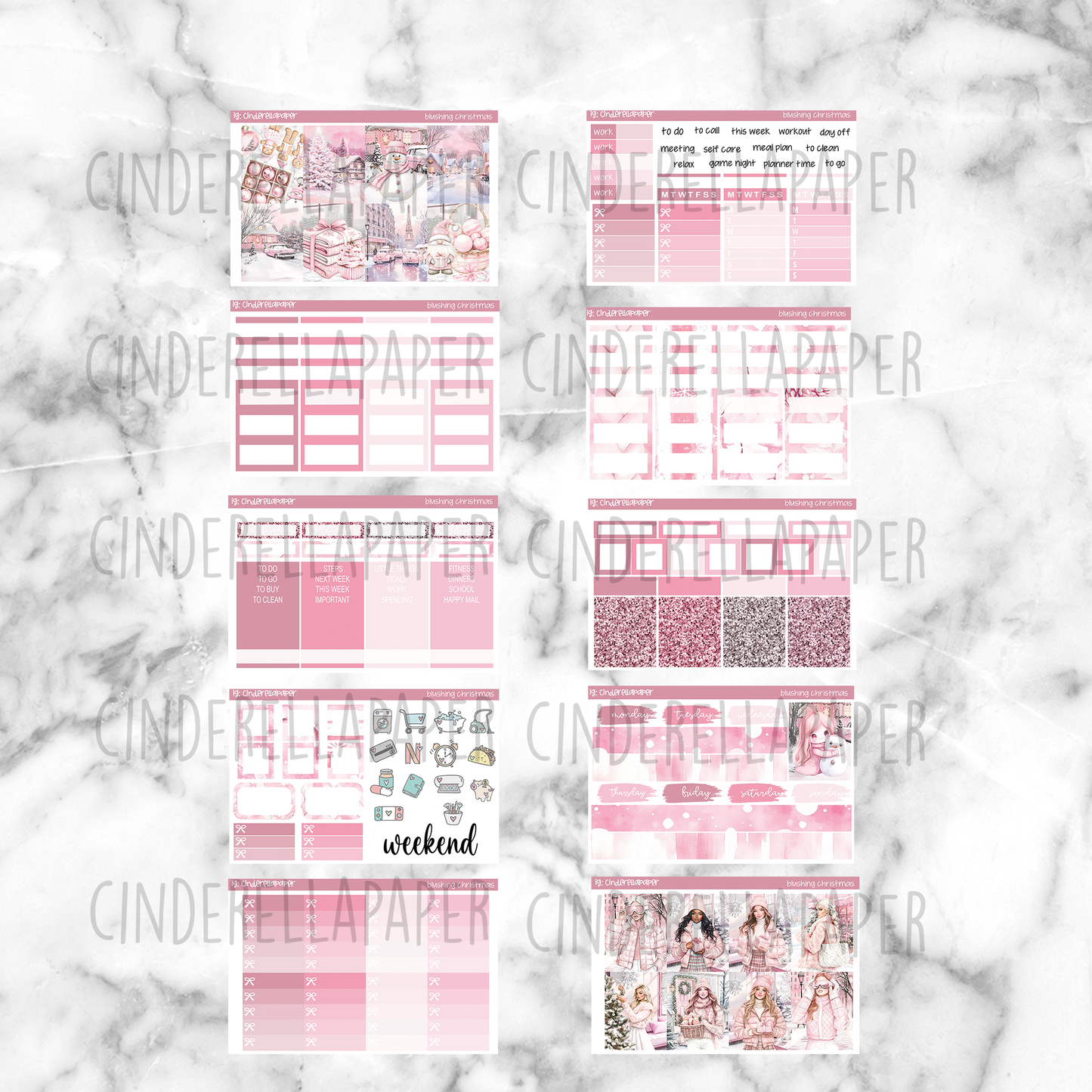 Blushing Christmas Printable Planner Sticker