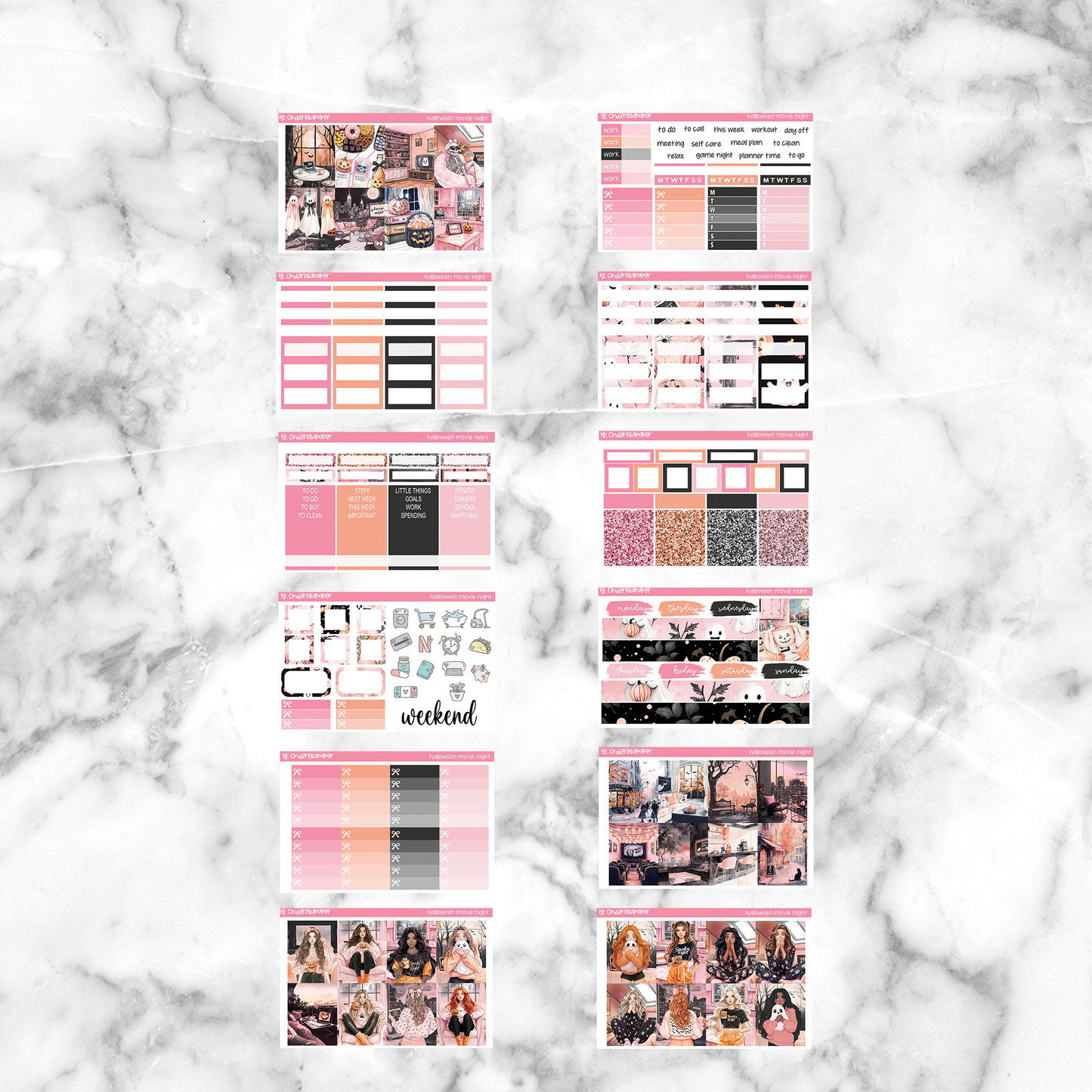 Halloween Movie Night Printable Planner Sticker