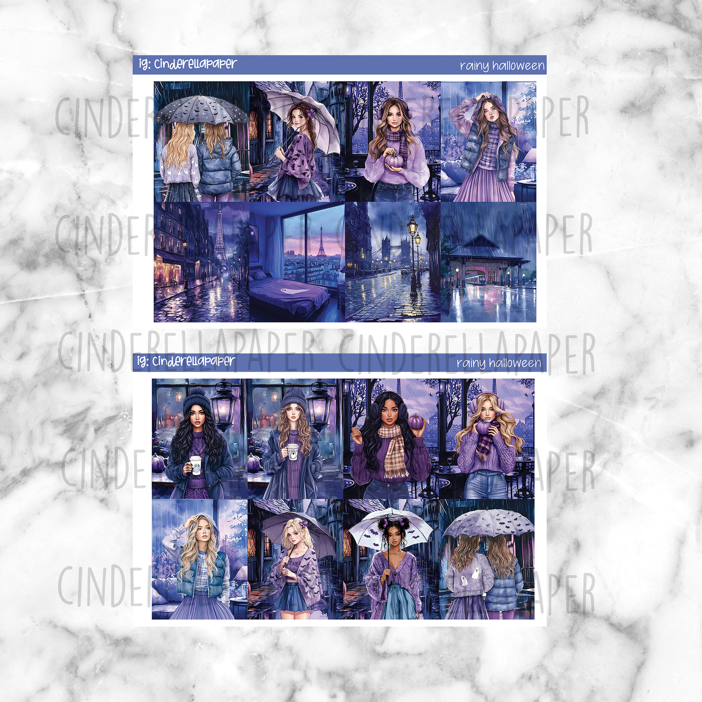 Rainy Halloween Printable Planner Sticker