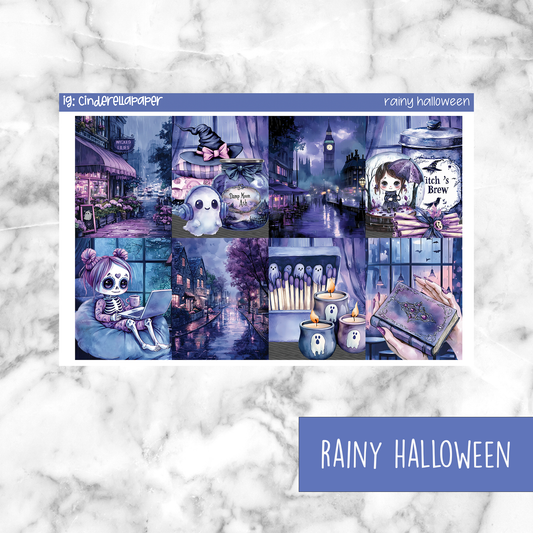 Rainy Halloween Printable Planner Sticker
