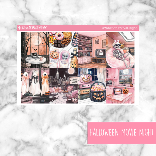Halloween Movie Night Printable Planner Sticker