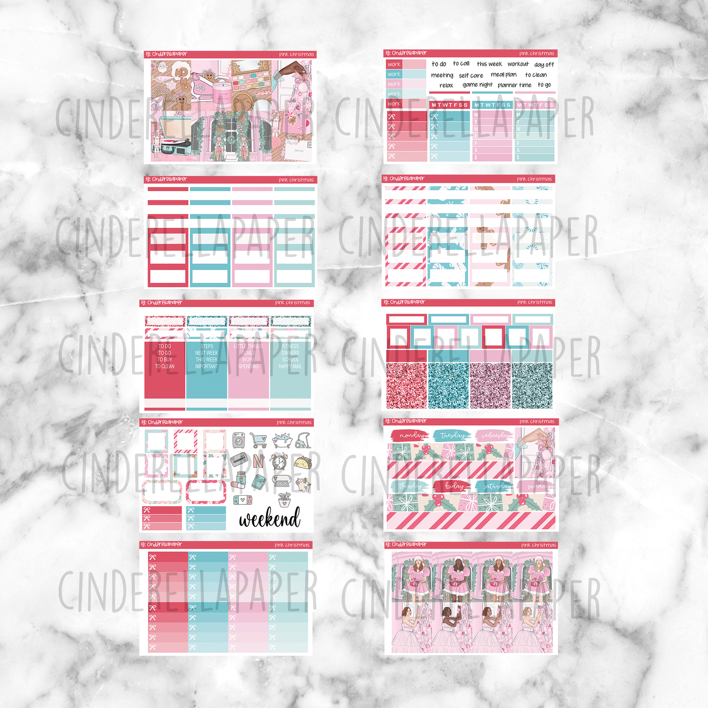 Pink Christmas Printable Planner Sticker