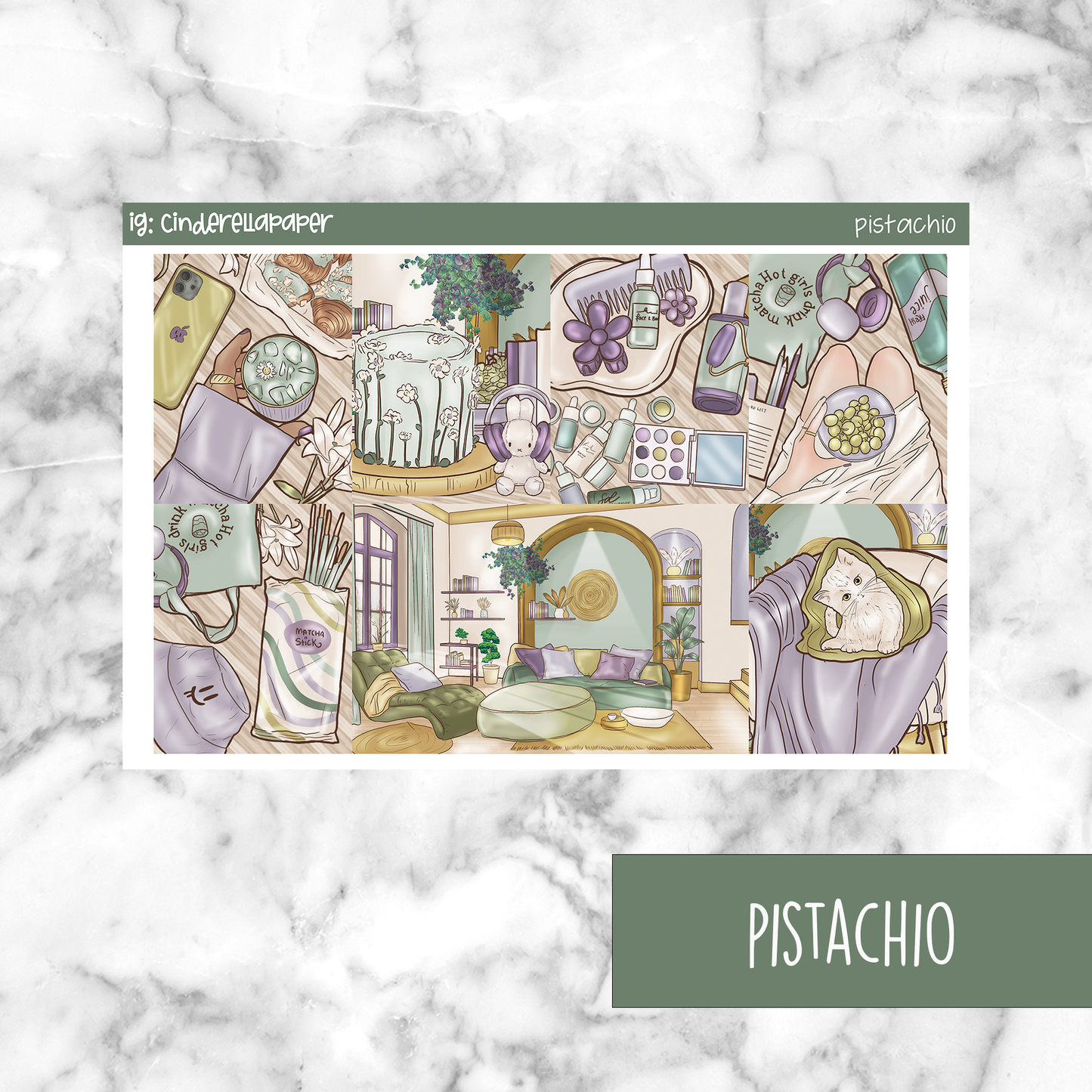 Pistachio Printable Planner Sticker