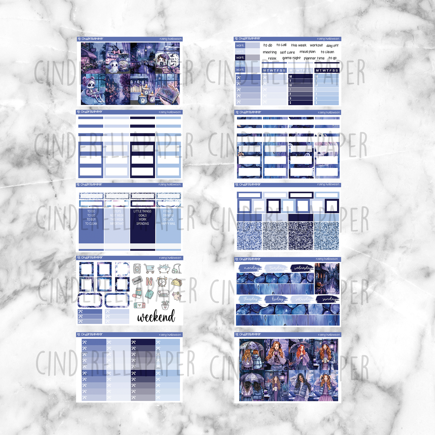Rainy Halloween Printable Planner Sticker