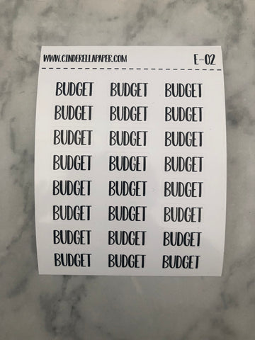 Budget || E-02 - CinderellaPaper