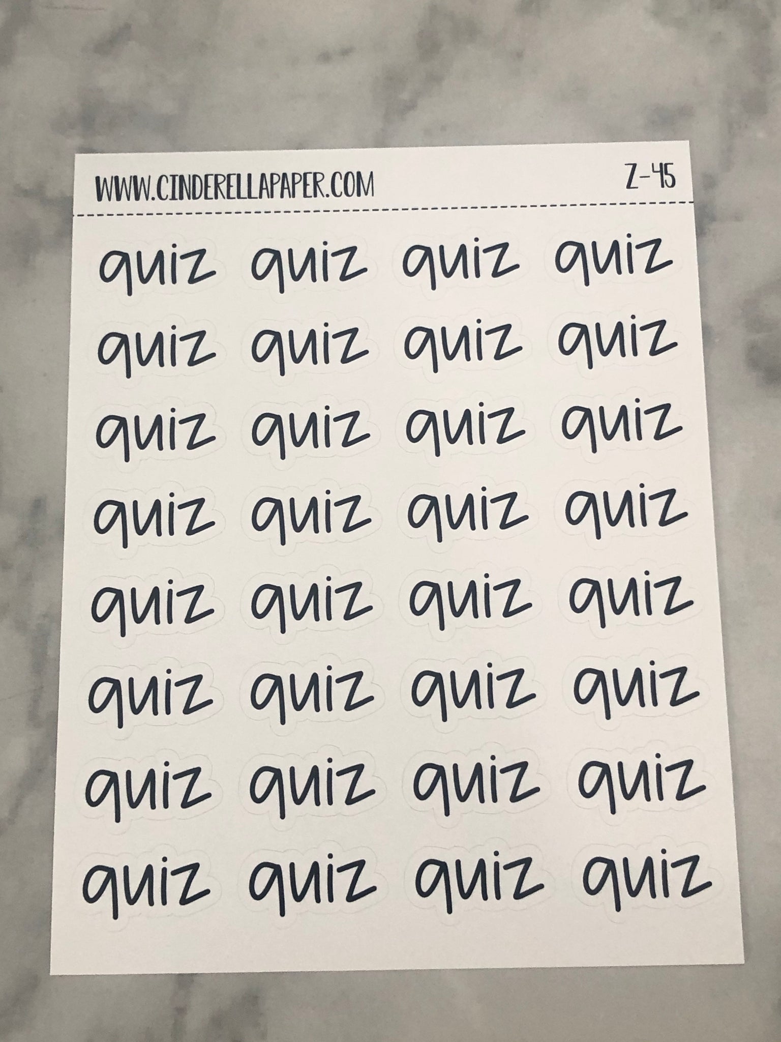 Quiz Script || Z-45 - CinderellaPaper