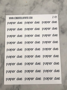 Paper Due Script || Z-64 - CinderellaPaper