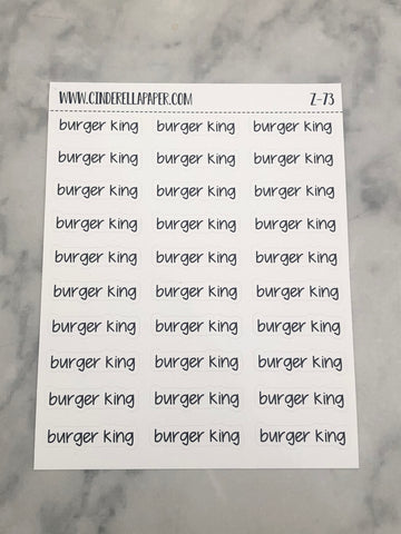 Burger King Script || Z-73 - CinderellaPaper