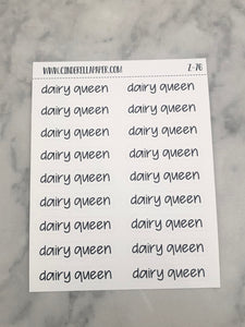 Dairy Queen Script || Z-76 - CinderellaPaper