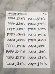 Papa John's Script || Z-83 - CinderellaPaper